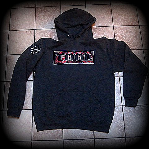 TOOL - Hoodie - Red Patter / Three Skulls -Printed Front / Back  And On The Sleeve